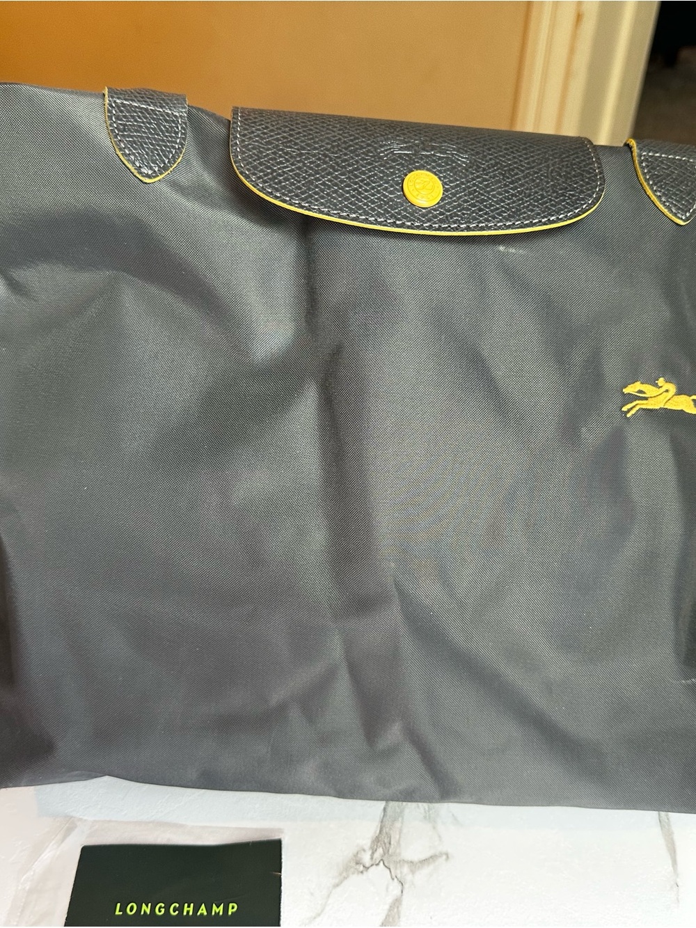 Longchamp Medium Tote Blue with Gold Pony Logo - Picture 3 of 16